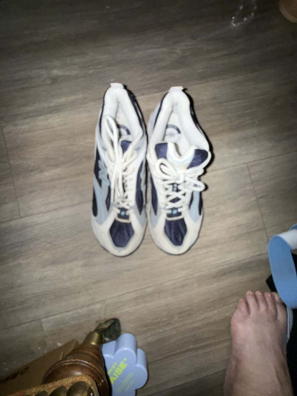 New Balance 480 Vintage White Navy Blue Athletic Sneakers